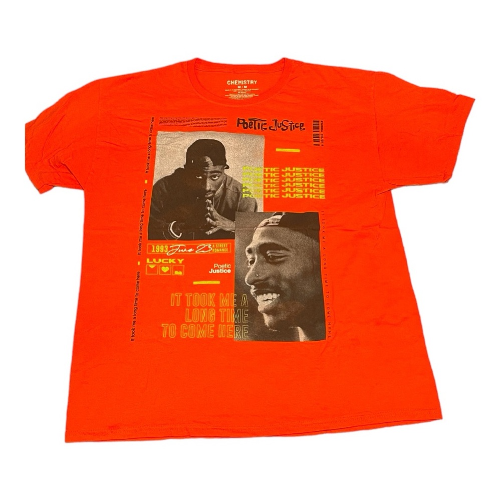 Tupac Shakur orange tee (Poetic Justice) graphics